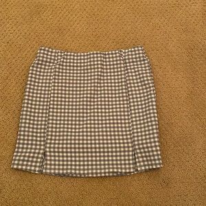 blue and white, checkered, tight mini skirt